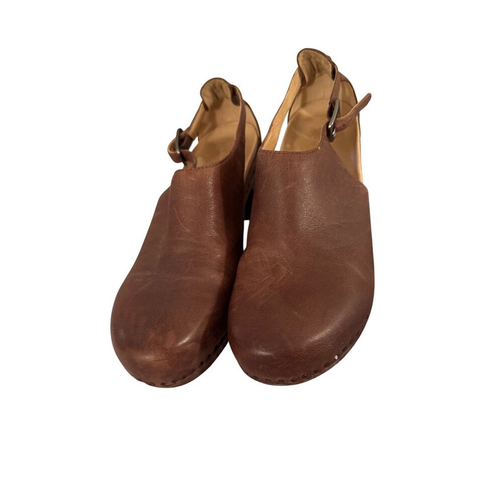 Dansko Womens Sassy Clogs Tan Size 40 Brown Leather Block Ankle Strap Casual - Picture 15 of 16